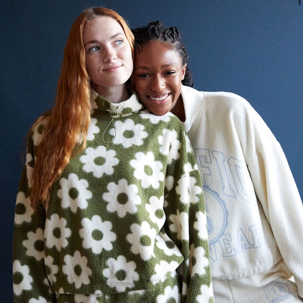 PacSun Floral Fleece Funnel Neck Sweatshirt